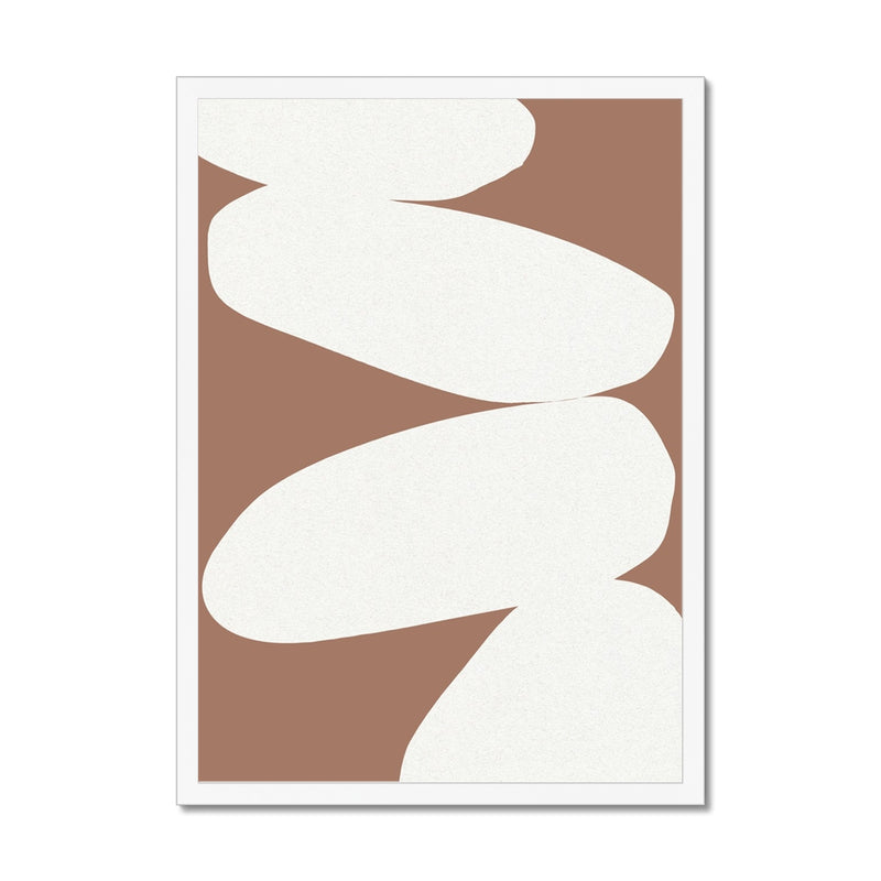 Balancing Stones Mocha No 1 - Abstract Shape Art - Framed