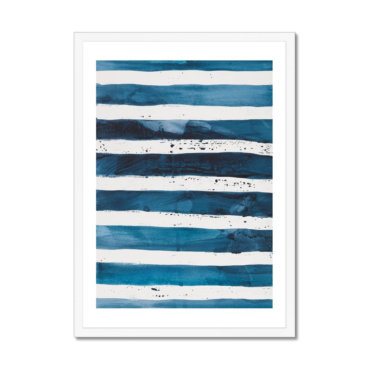 Sea Blue Wave Art 2| Abstract Lines Painting  - Framed