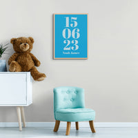 Personalised Date Art | Your Special  Date Print | Aqua - Framed