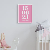 Personalised Date Art | Custom Date Print | Pink - Unframed