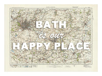 Happy Place Map With White Font - Personalised