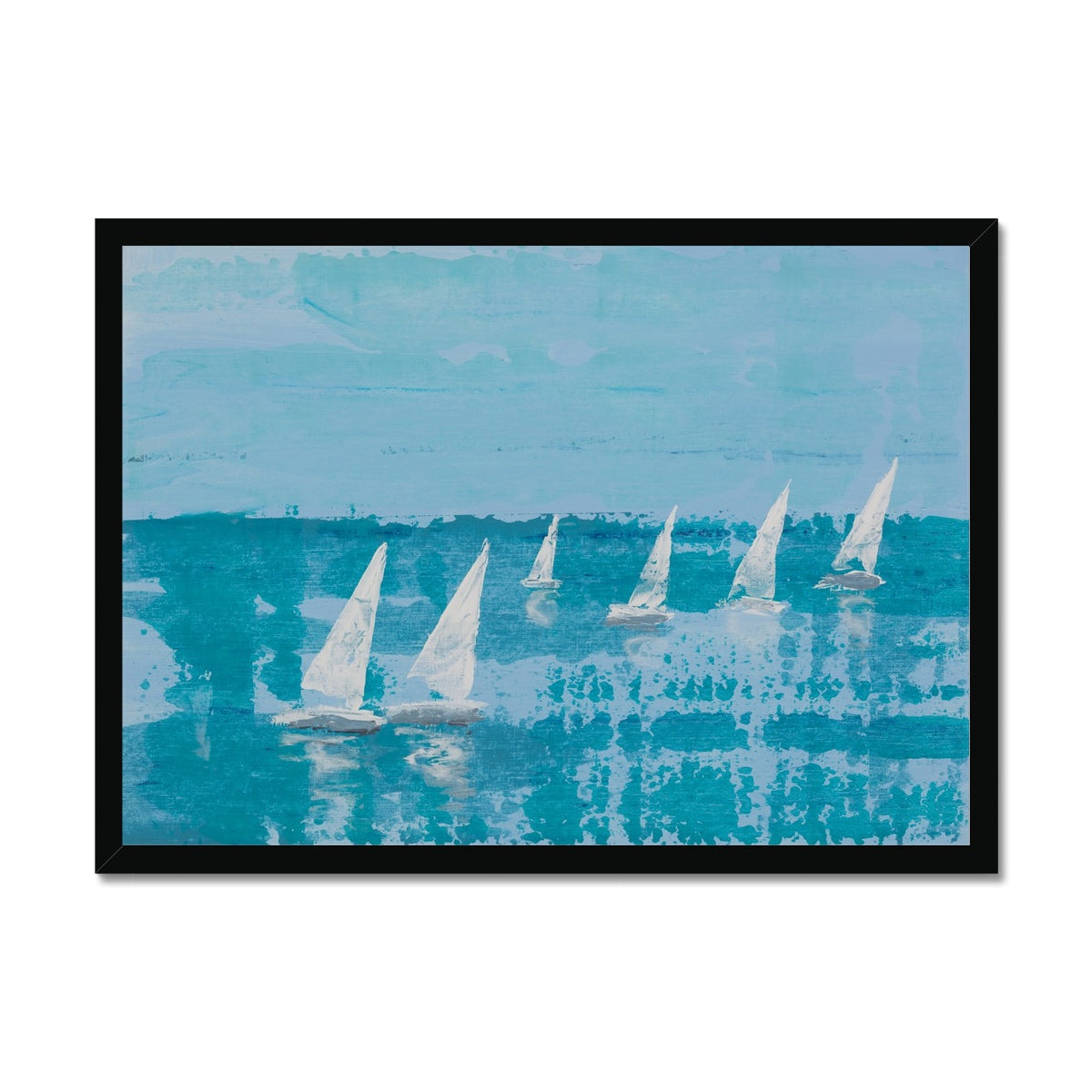 White Sail Regatta | Sailing Painting | Nautical Sailing Regatta Painting  - Framed