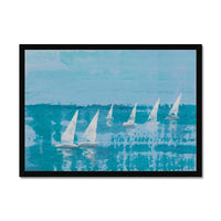 White Sail Regatta | Sailing Painting | Nautical Sailing Regatta Painting  - Framed