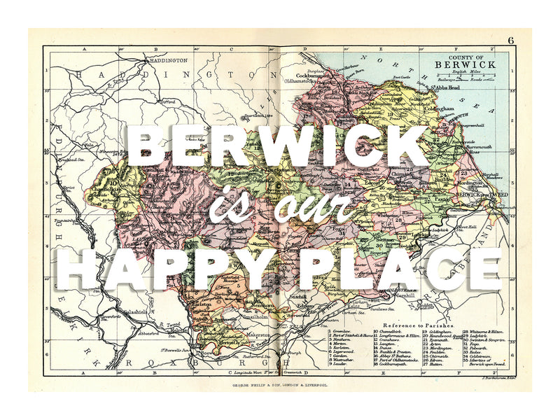 Personalised Quote on Map Print | Personalised Vintage Map Picture - Unframed