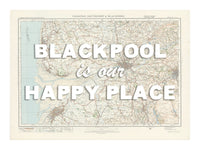 Happy Place Map With White Font - Personalised