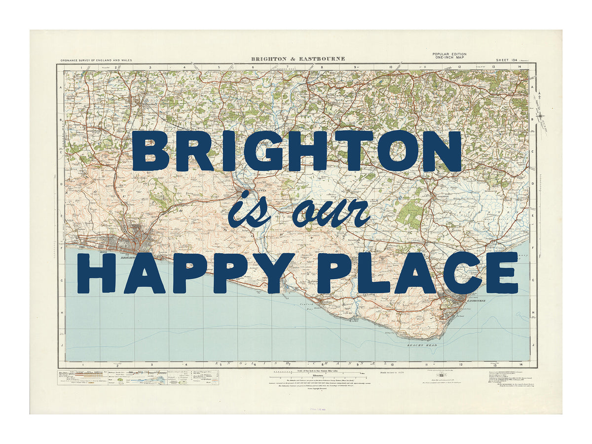 Personalised Quote on Map Print | Personalised Vintage Map Picture - Unframed