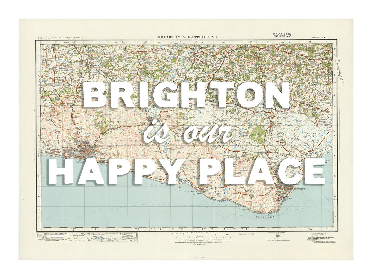 Personalised Quote on Map Print | Personalised Vintage Map Picture - Unframed