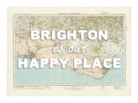 Happy Place Map With White Font - Personalised