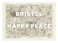 Happy Place Map With White Font - Personalised