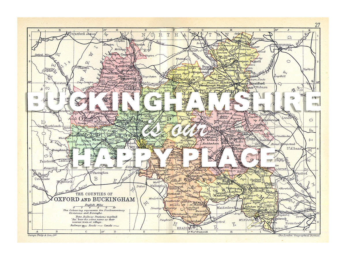 Happy Place Map With White Font - Personalised