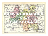 Happy Place Map With White Font - Personalised