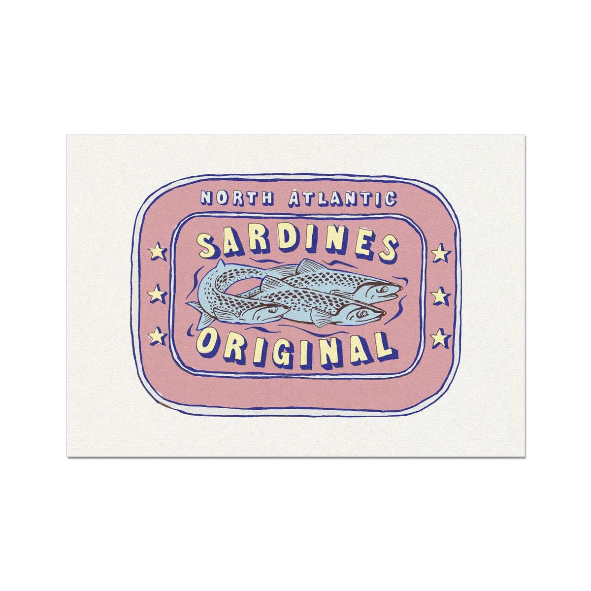 Sardine Painting | Pink Tin of Sardine Print | Colourful Kitchen Art - Unframed