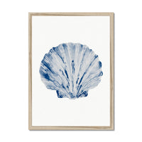 Watercolour Shell Art | Blue Art Scallop Shell Print - Framed