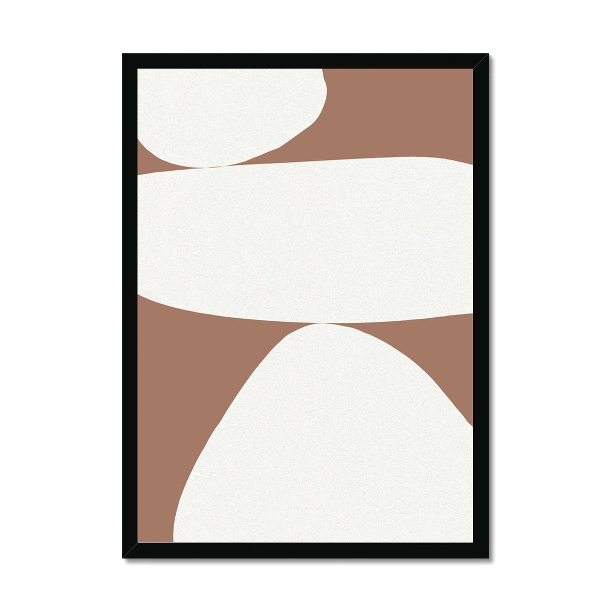 Balancing Stones Mocha No 2 - Abstract Shape Art - Framed