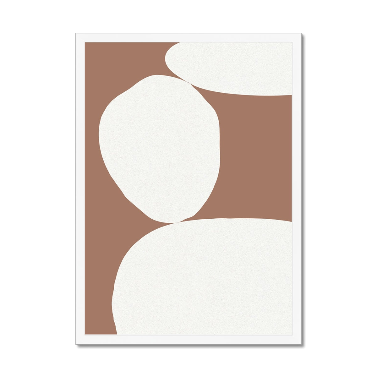 Balancing Stones Mocha No 3 - Abstract Shape Art - Framed