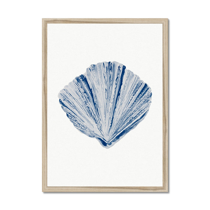 Watercolour Shell Art | Blue Fan Shell Print  - Framed