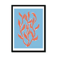 Abstract Colourful Seaweed Art Print No 1 | Coastal Graphic Wall Decor | Handcrafted Lino Cut Design - Framed