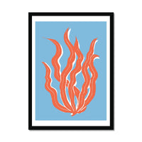 Abstract Colourful Seaweed Art Print No 3 | Coastal Graphic Wall Decor | Handcrafted Lino Cut Design - Framed