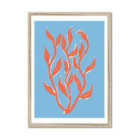 Abstract Colourful Seaweed Art Print No 1 | Coastal Graphic Wall Decor | Handcrafted Lino Cut Design - Framed