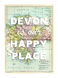 Happy Place Map With White Font - Personalised