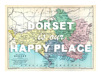 Happy Place Map With White Font - Personalised