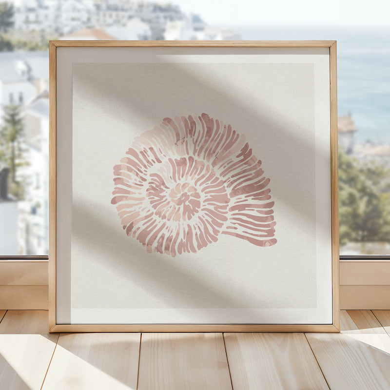 Set of Three Pink Coral and Shell Art Prints  - Unframed