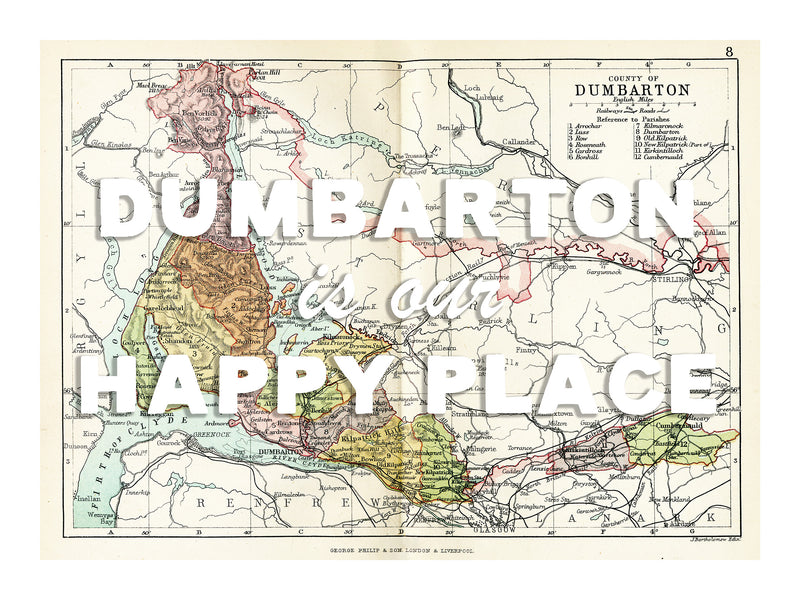 Happy Place Map With White Font - Personalised