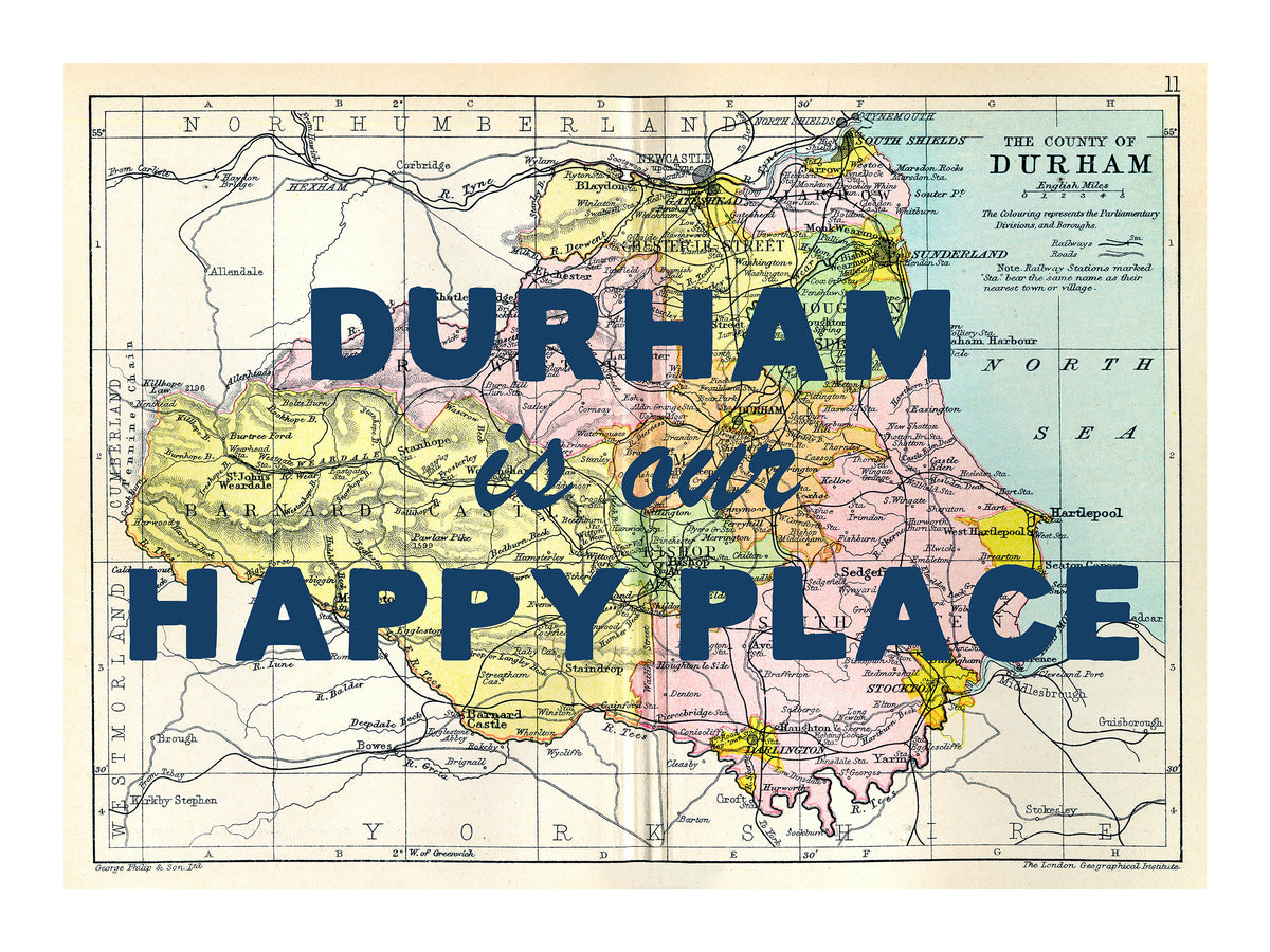 Personalised Quote on Map Print | Personalised Vintage Map Picture - Framed