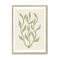 Abstract Neutral Seaweed Art Print No 1 | Coastal Graphic Wall Decor | Handcrafted Lino Cut Design - Framed