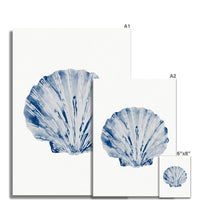 Watercolour Shell Art | Blue Scallop Shell Print - Unframed