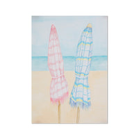 Beach Painting | Seascape Striped Umbrellas | Pastel - Unframed