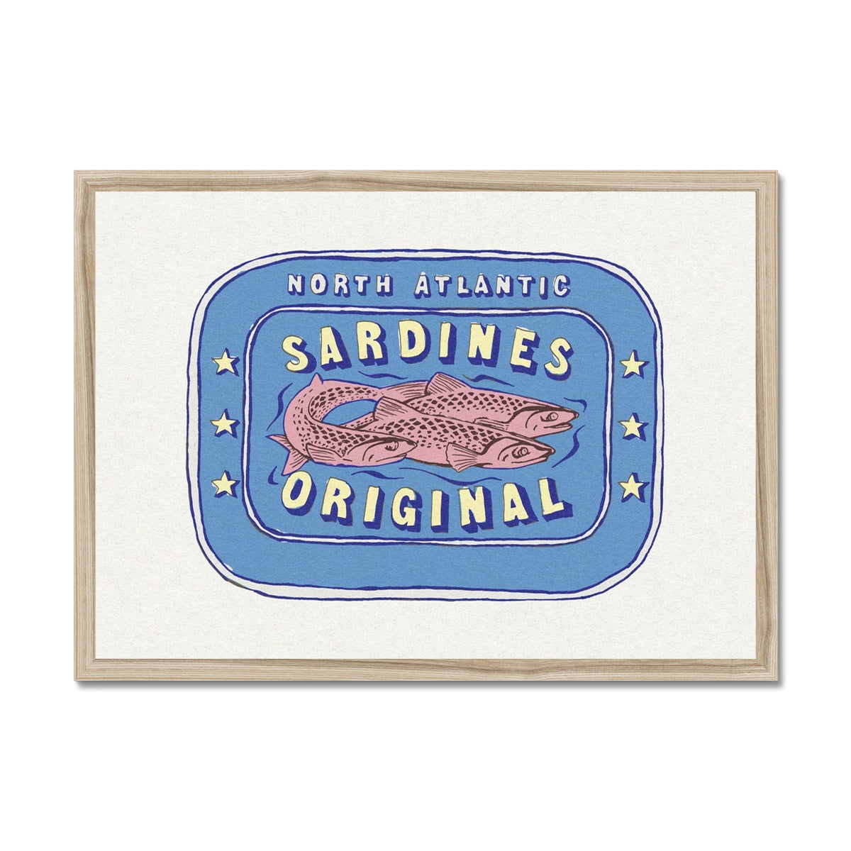 Sardine Painting | Cornish Blue Tin of Sardine Print | Kitchen Art - Framed