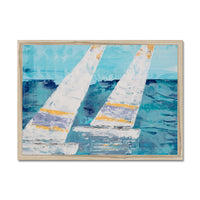 Two White Sails |Sailing Painting | Nautical Sailing Regatta Painting  - Framed