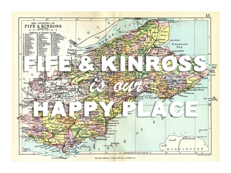 Happy Place Map With White Font - Personalised