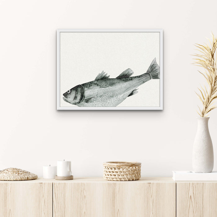 Ink Wash Fish Art Print | Seafood Art | Landscape Format  - Framed