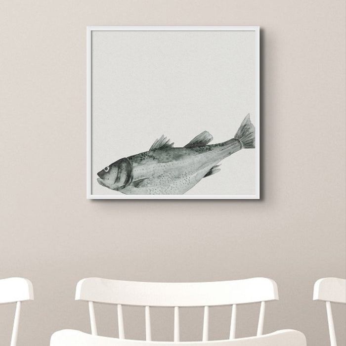 Ink Wash Fish Art Print | Square Format - Framed