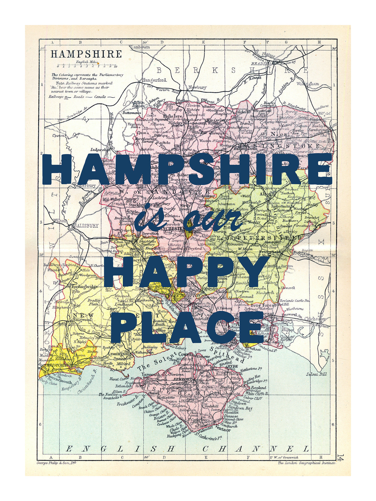 Personalised Quote on Map Print | Personalised Vintage Map Picture - Unframed