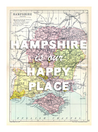 Happy Place Map With White Font - Personalised