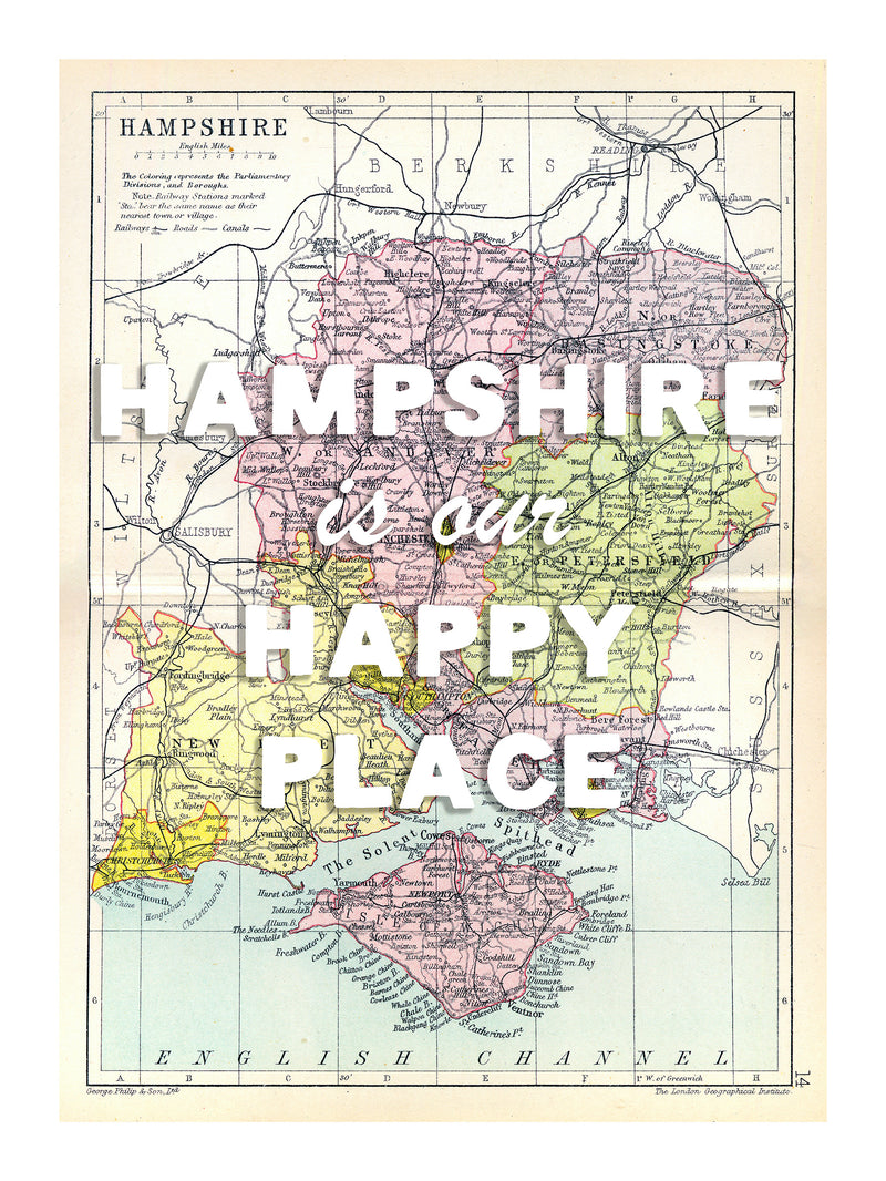 Personalised Quote on Map Print | Personalised Vintage Map Picture - Unframed