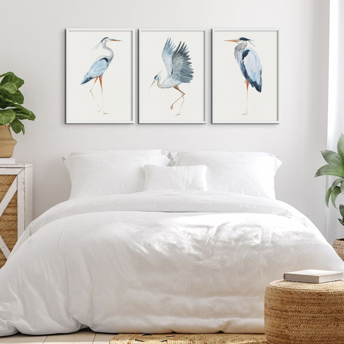 Heron Resting Print | Vintage Bird Art - Unframed