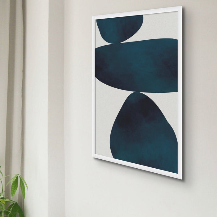 Abstract Blue Art Print | Scandi Solid Shape Art - Unframed Abstract Wall Art