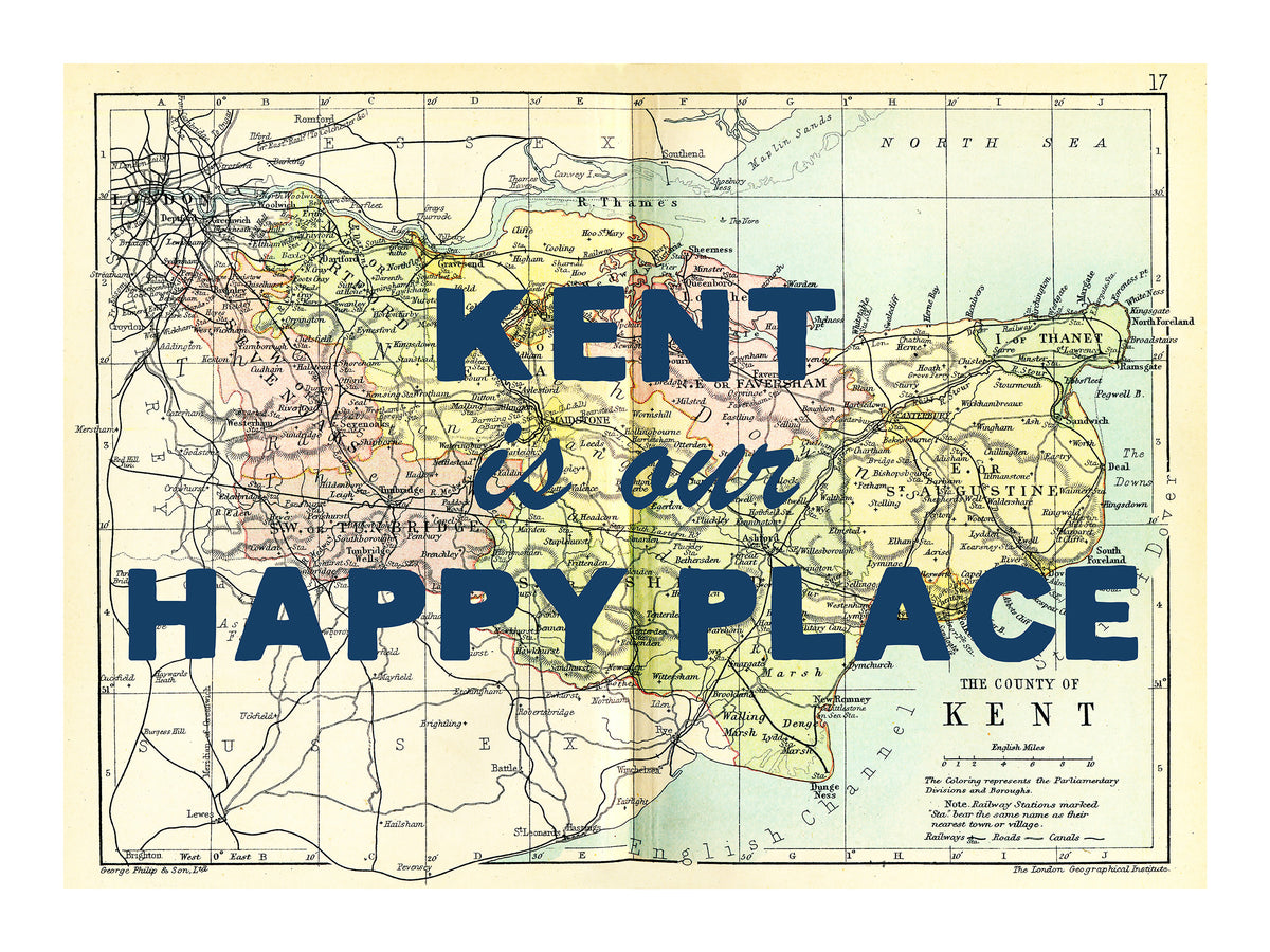 Personalised Quote on Map Print | Personalised Vintage Map Picture - Unframed