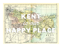 Happy Place Map With White Font - Personalised