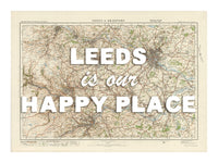 Happy Place Map With White Font - Personalised