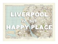 Happy Place Map With White Font - Personalised