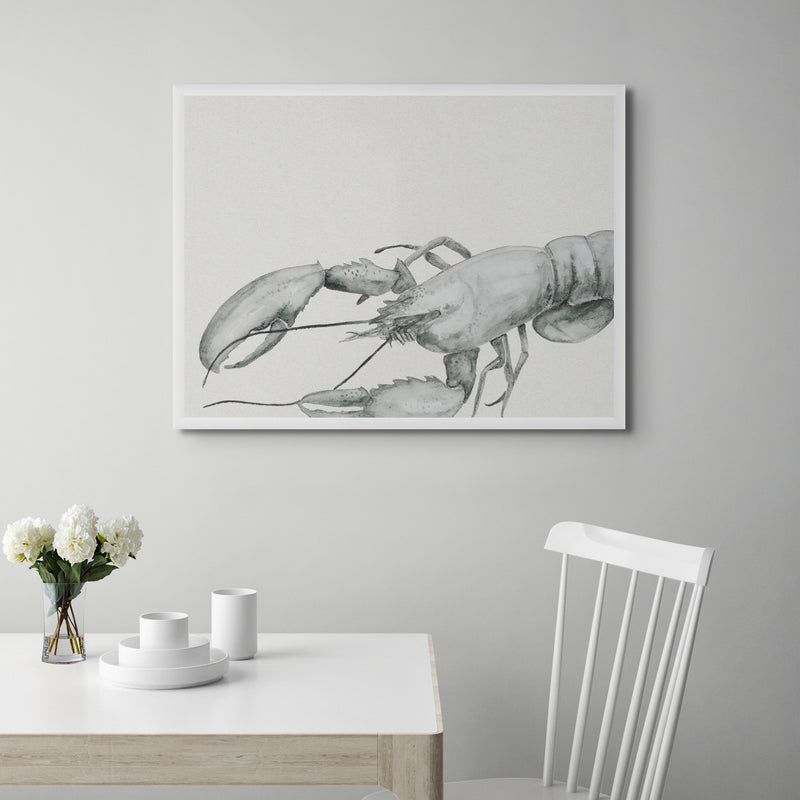 Ink Wash Lobster Art Print | Landscape Format - Framed