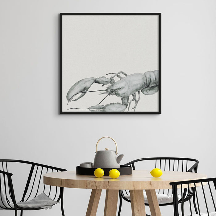 Ink Wash Lobster Art Print | Square Format - Framed