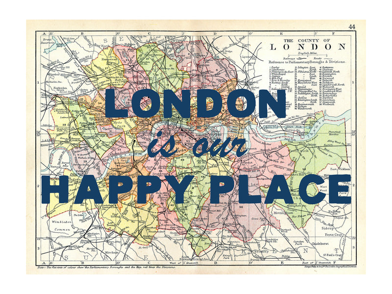 Personalised Quote on Map Print | Personalised Vintage Map Picture - Unframed