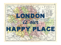 Personalised Quote on Map Print | Personalised Vintage Map Picture - Framed