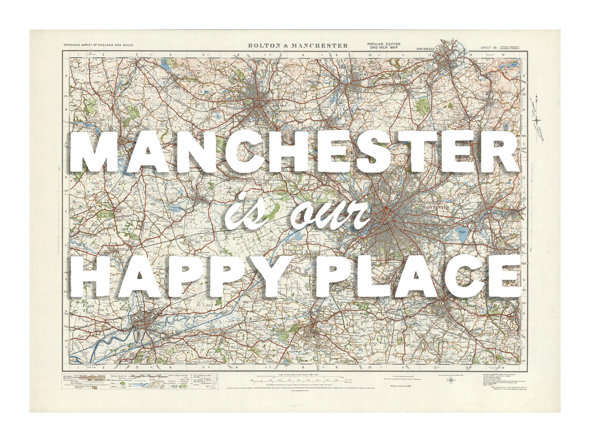 Personalised Quote on Map Print | Personalised Vintage Map Picture - Unframed